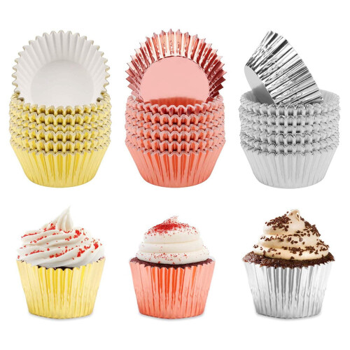 Guld- og sølvfolie-cupcakeforme, 300 stk. 1