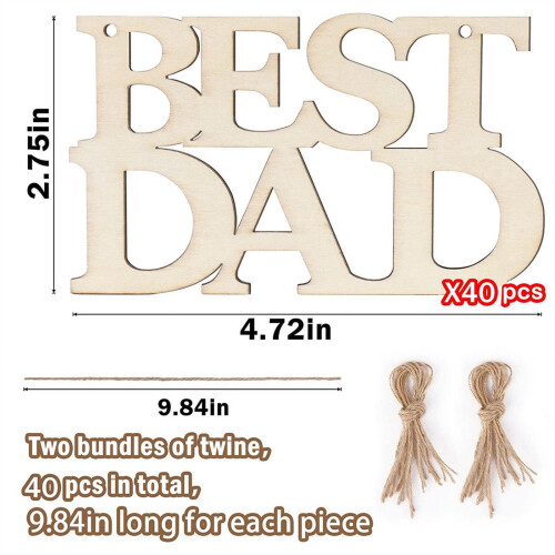 Unfinished Wood Dad Gift Tags with String 40 pcs 1