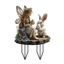 Easter Flower Fairy Rabbit Yard Stake 7.8x11.8 Inch