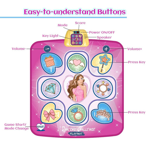 LNKOO Dance Mat Pink LED Electronic Play Mat 39"x34" 2