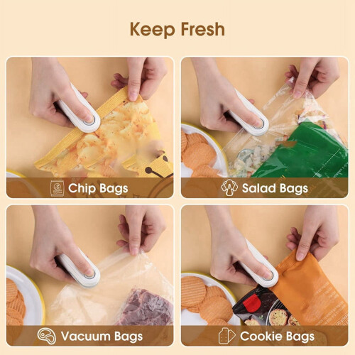 Mini bag sealer rechargeable handheld vacuum sealer white 1