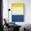 Affiche murale sur toile imprimée jaune blanc bleu sur gris 3