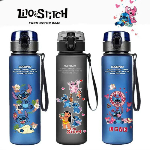 Botella de agua de plástico transparente de Lilo & Stitch de 400 ml. 2