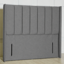(Small Double 4ft, Silver) Floor Standing 54In Upholstered Winged Panel Padded Bed Headboard for Divan & Ottoman Compatible in All UK Sizes