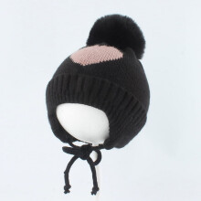 Baby Girls Knit Beanie with Pom and Fleece Lining