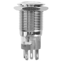 Mizh16mm fehér LED gyűrűs pillanatkapcsoló, rozsdamentes acél ház, ipari autó-hajó csengőhöz, barkácsoláshoz (fehér LED)