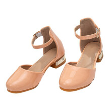 Girls' dress heels with bow and adjustable buckle, yellow,
