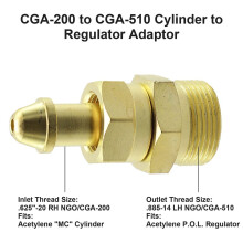 Brass Acetylene Regulator Adapter CGA-200/300/510/520 1 pc