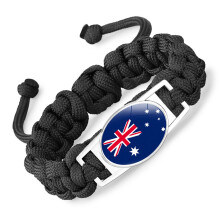 National Flag Paracord Bracelet Black 6.7in Adjustable