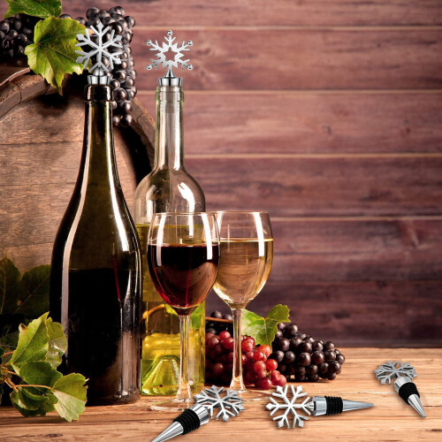 Bouchons de vin réutilisables en forme de flocon de neige (lot de 8) 1