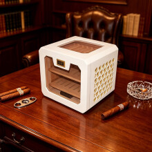 WestWood White Desktop Cigar Humidor Cabinet Multi-Level Lined Storage Box CHC03