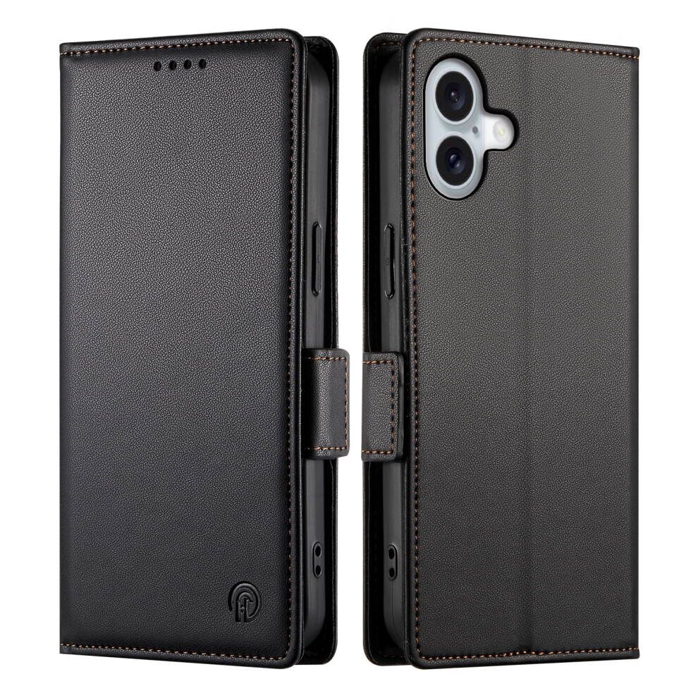 Iphone 16 Wallet Case Pu Leather Folio With Magnetic Black 9087558900496