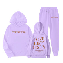 Girls Casual Winter Hooded Sweatshirt and Pants Set Purple