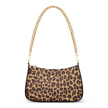 Damen-Schultertasche mit Leopardenmuster und Reißverschluss