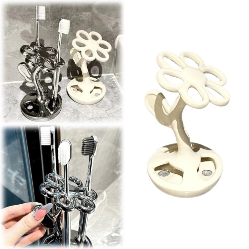 Ceramic Toothbrush Holder Flower Shape 6 Brushes 2