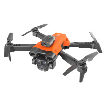 Oranje FPV-drone met dubbele 1080p-camera, wifi en opvouwbaar ontwerp.