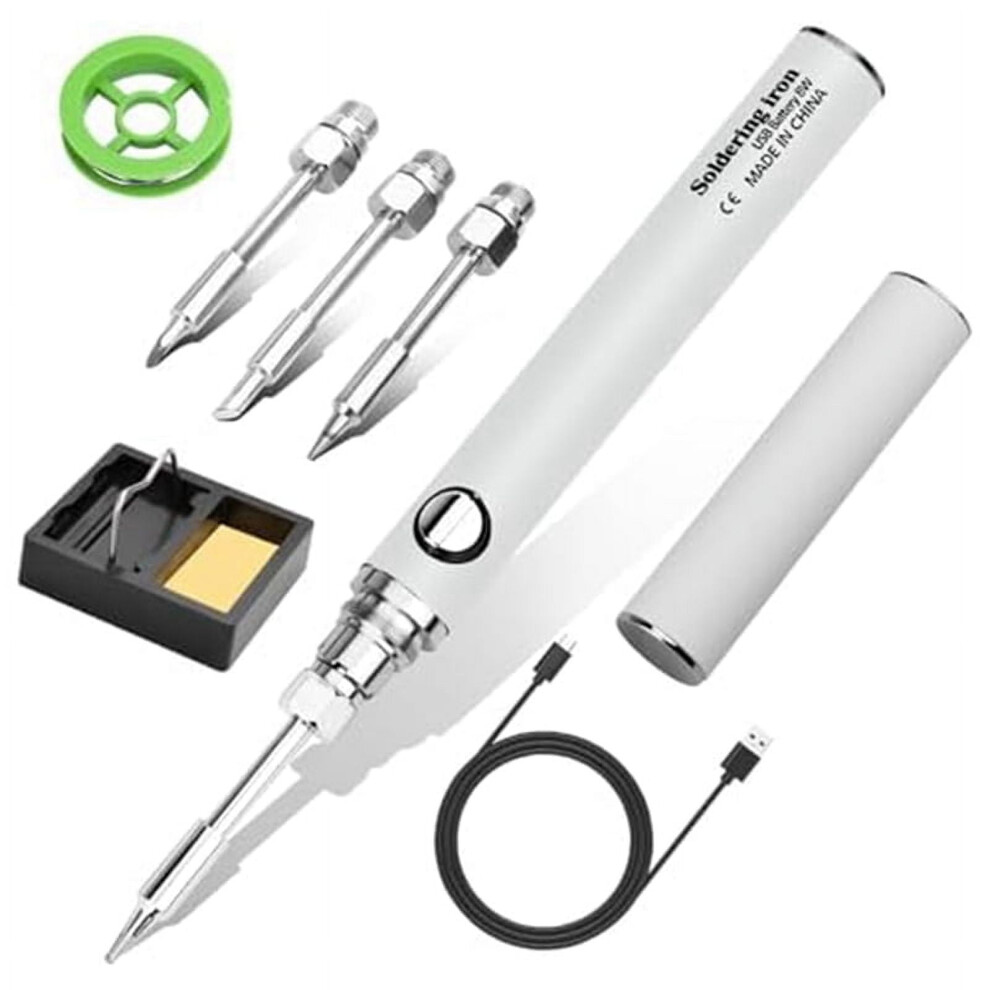 Cordless Soldering Iron Kit White 3-Temp Usb Rechargeable 393040930315