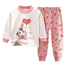 Toddler Pajama Set Cotton Long Sleeve Top and Pants Pink