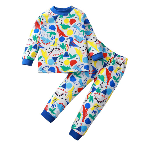 Barnpyjamasset med långa ärmar, tecknat tryck, 3-4 år