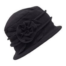 Dámsky vintage kvetinový vlnený klobúk cloche, zima 20. storočia