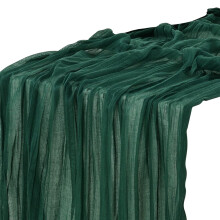 Cheesecloth Table Runner Boho Rustic Green 35" x 120"