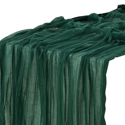 Cheesecloth Table Runner Boho Rustic Green 35" x 120"