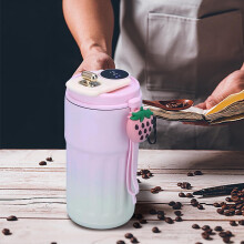 Tasse à café en acier inoxydable avec affichage LED de la température, 410 ml, couvercle étanche.