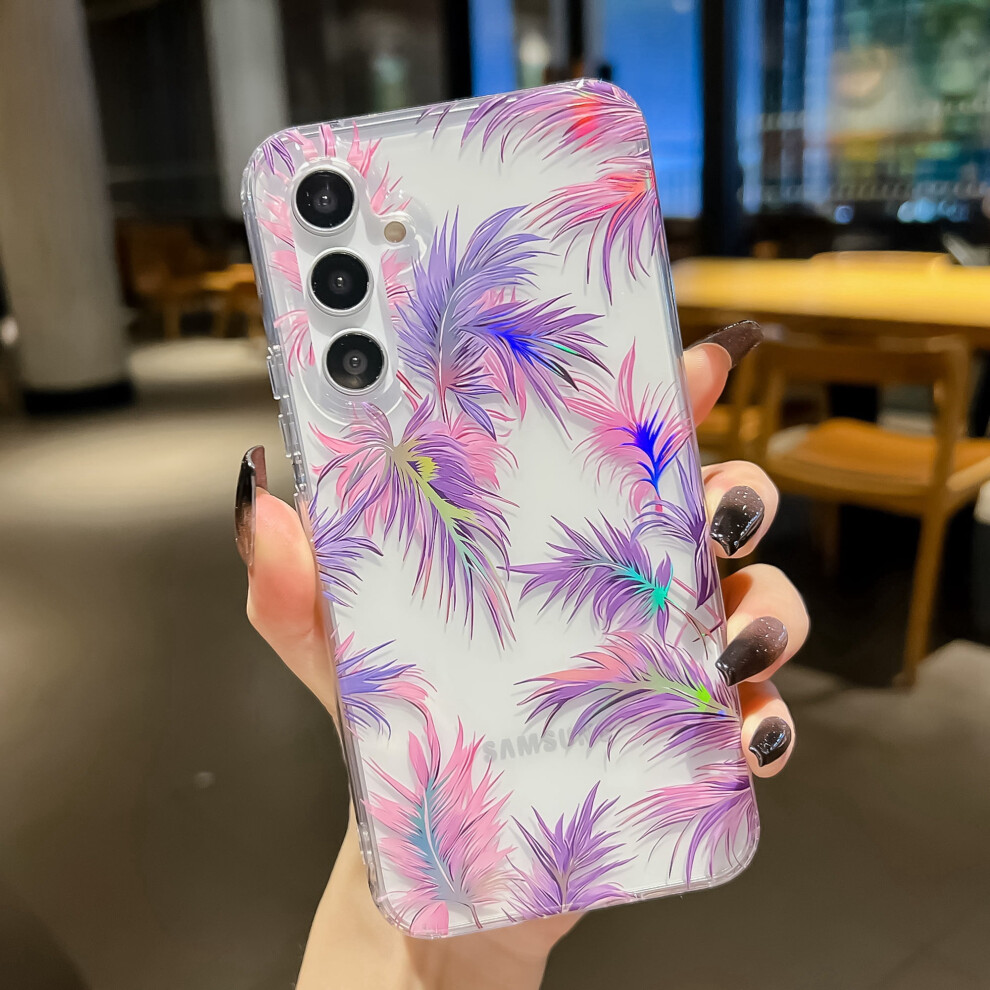 Samsung Galaxy A24 4G Clear Slim Tpu Case With Leaf Purple 9043876511257