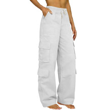 Women's Elastic Waist Parachute Cargo Pants Wide Leg 1 Pair