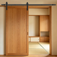 Sliding Door Kit for Internal Doors 6.6FT/200CM Sliding Door Track for Single Door Barn Doors Sliding Kit Black Smoothly & Quiet for Bedroom/Bathroom