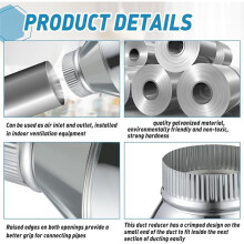 Reductor de Conducto de 6 A 4 Pulgadas, Adaptador de Conducto de Aire de Acero Galvanizado, Conector de Tubería Engarzada Redonda, Acoplamiento de