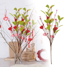 Artificial Berry Floral Picks Red Pink Heart 6 pcs
