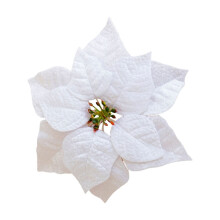 Flores de Nochebuena de terciopelo sintético blanco (12 unidades)