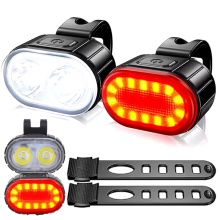 Cykellygter LED MINI Foran Bag Hvid Rød USB Lampe + gummi bånd