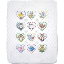 Janlynn cross stitch baby quilt kit animal design