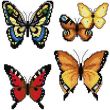Butterfly Cross-Stitch Kit on Plastic Canvas 4 Pieces