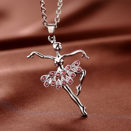 Colar com pingente de bailarina e strass (1 peça) 2