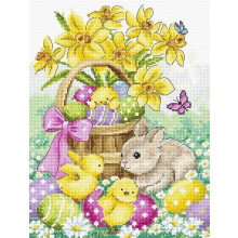 Counted Cross Stitch Kit Easter Rabbit and Chicks L8033