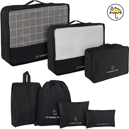 Oahisha packing cubes set black 7 pieces