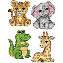 Cross-Stitch Kit Plastic Canvas Cute Animal Ornaments 4 pcs