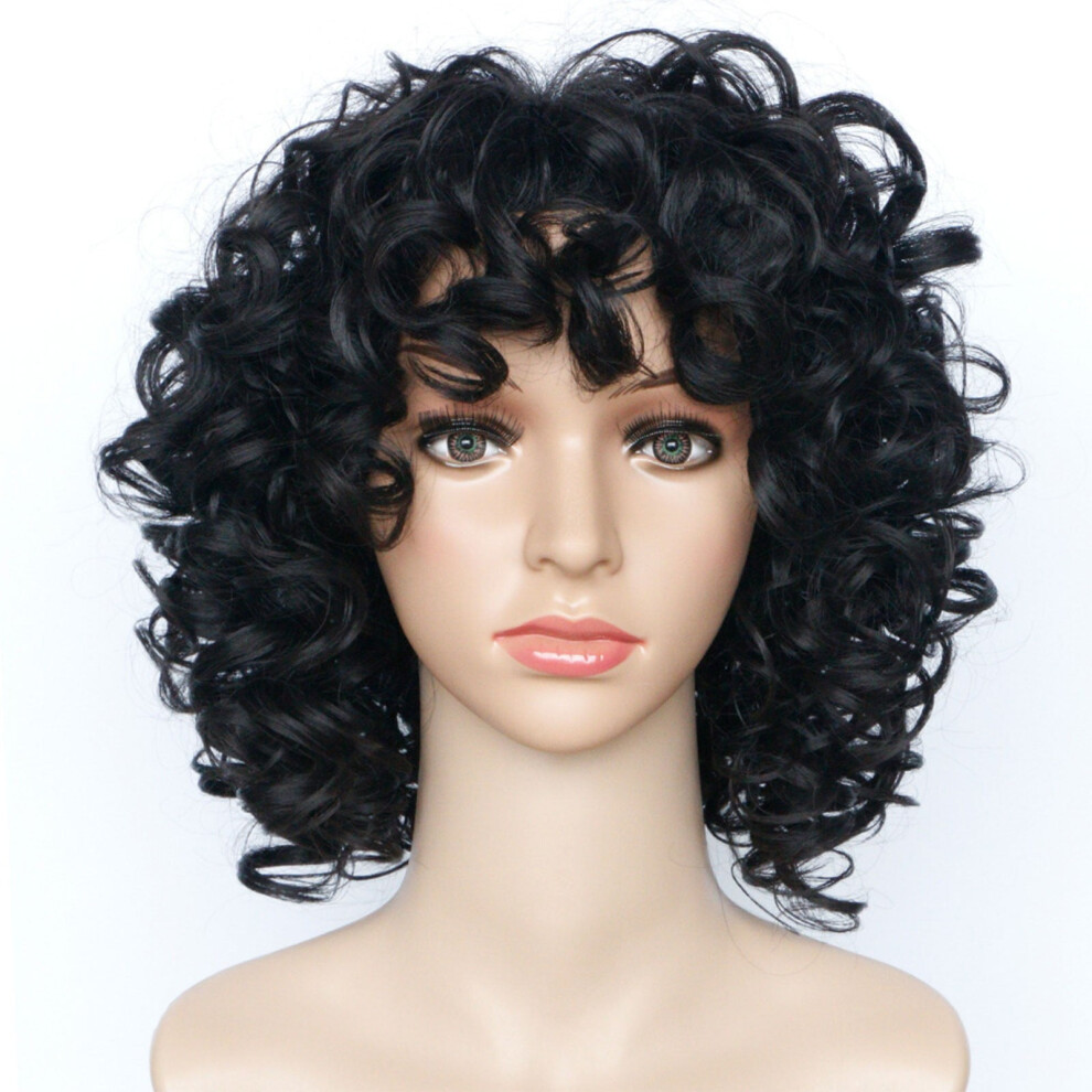 Women's short curly human hair wig with golden headband