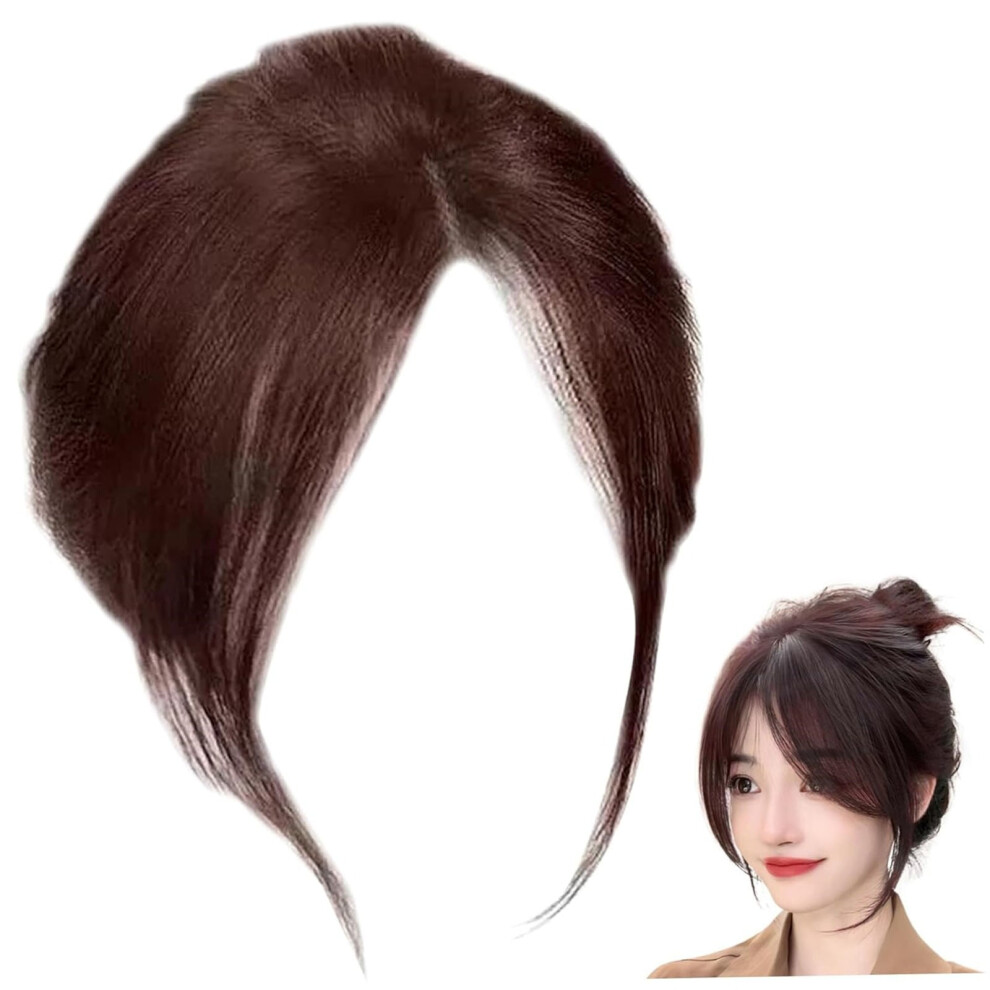 Brown Human Hair Topper Fake Bangs 9.8 inch