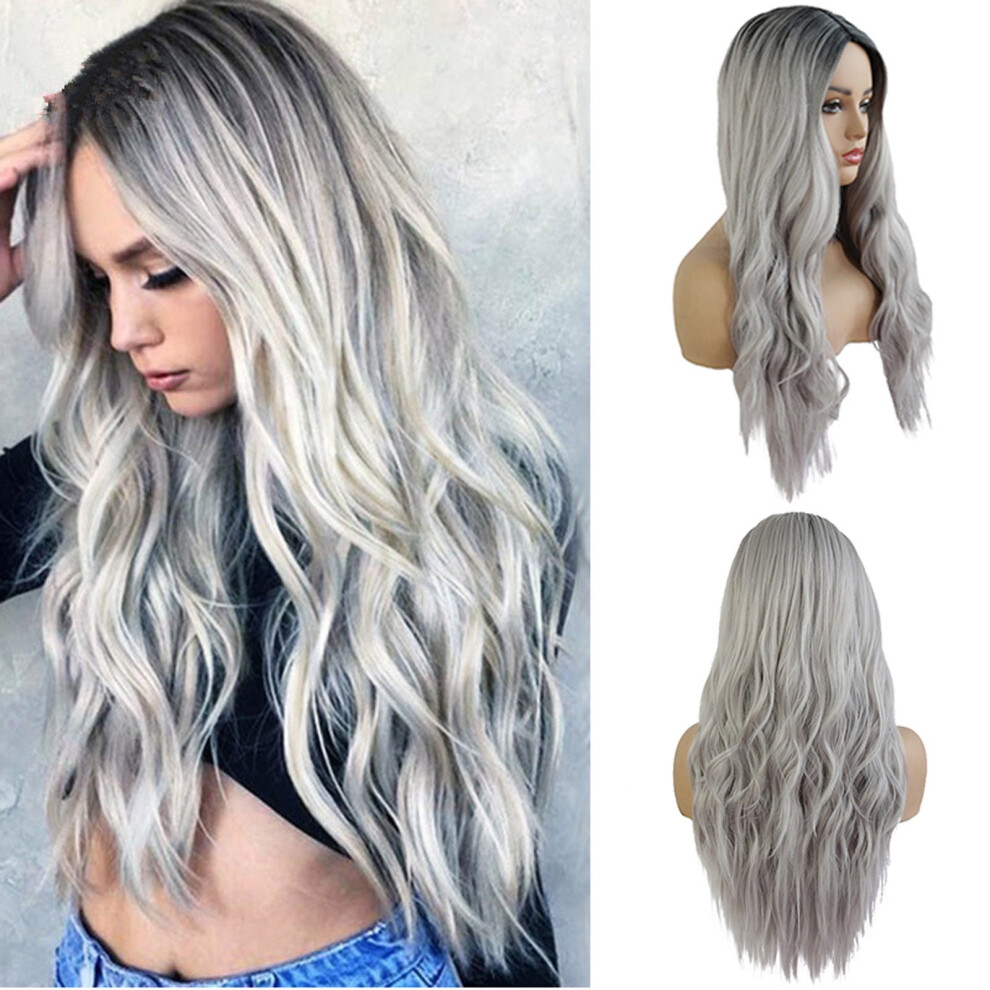 Human Hair Wig for Women Gradient Curly Mid-Length
