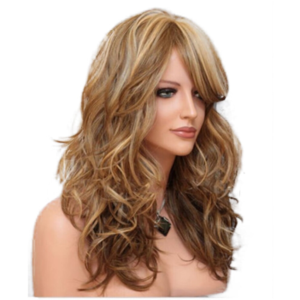Women's Human Hair Wig Blonde Curly 60cm