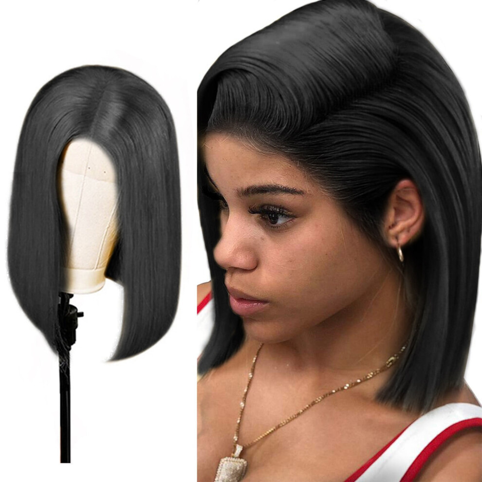Straight Human Hair Bob Wig Lace Front Medium Length