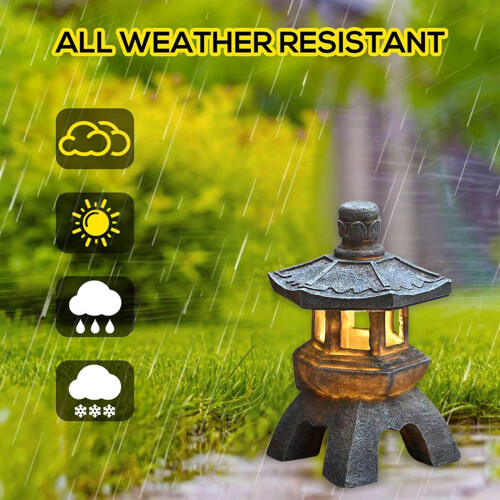 Solar Pagoda Lantern Zen Garden Statue Polyresin Stone 1
