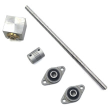 3Set 200mm Length 8mm Dia Silver Vertical 2mm Lead Screw Rod & Pillow Block Mounted Bearing T8 Lead Screw Kit
