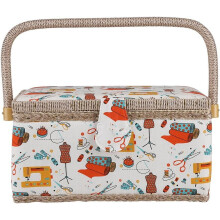Sewing Box Fabric Storage Organizer with Handle
