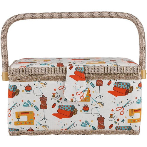 Sewing Box Fabric Storage Organizer with Handle