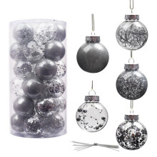 Christmas Tree Balls Plastic Glittery Silver 30 pcs 2.36